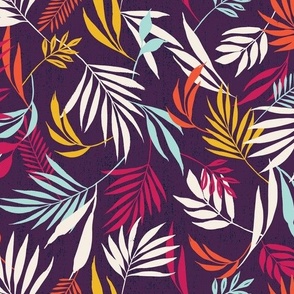 M-FRONDLY_2A--palm leaf-palm fronds-caribbean-tropical-eggplant-pink-blue-yellow- textured-leaves
