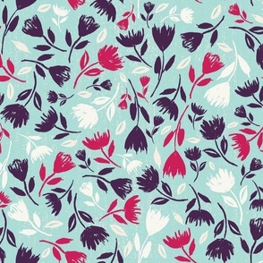 M-WILD AND FREE_3A--floral-botanical-cute-bright-flowers-bedding-home decor-cot-light blue-pink-purple