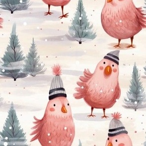 chickens with hats