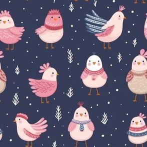 chickens in jumpers pink