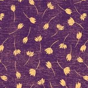 M_SWEETPEA_5B--floral-small flowers-botanical-textured-scattered-swaddling-blender-cute-yellow-purple