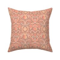 Peach Fuzz Juicy Peach Damask on Soft Cocoa