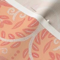 Peach Fuzz Tea Towel Juicy Peach Damask