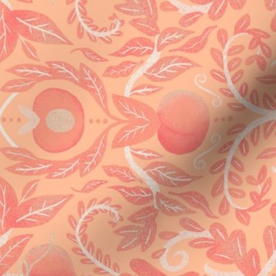 Peach Fuzz Tea Towel Juicy Peach Damask