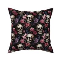 pink skulls and flowers