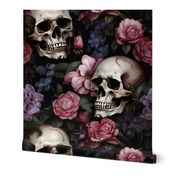 pink skulls and flowers