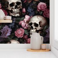 pink skulls and flowers