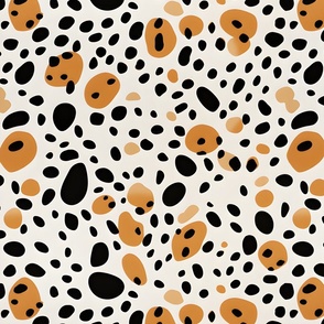 Orange, Ivory & Black Abstract Dots - large