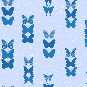 Blue Linear Ice Butterflies in the Snow