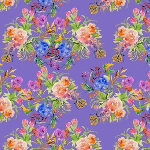Bright Periwinkle Purple Loose Watercolor Floral