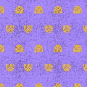 Modern block print texture rainbow goldenrod yellow violet purple
