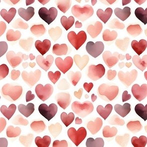 Watercolor Hearts on White - small