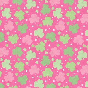 St Patricks Shamrocks-hot pink and bright green, Shamrock, Clover, St Patricks Day, St Patrick, Saint Paddy, St Pats, St Pattys Day, St Patrick Fabric, Shamrock Fabric