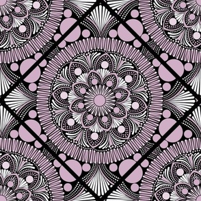 12” Intangible Pink Lavender Dot Mandala Diamond Tile - Medium