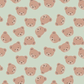 Bears on Sage Green, Teddy Bears, Bear Fabric, Nursery Fabric, Nursery, Baby, Vintage Bear, Baby Shower, Brown Bear, Teddy