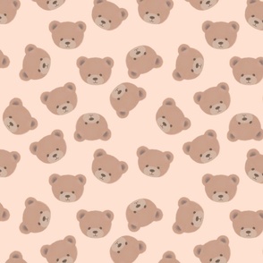  Bears on Soft Peach, Teddy Bears, Bear Fabric, Nursery Fabric, Nursery, Baby, Vintage Bear, Baby Shower, Brown Bear, Teddy