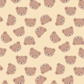  Bears on Tawny Yellow, Teddy Bears, Bear Fabric, Nursery Fabric, Nursery, Baby, Vintage Bear, Baby Shower, Brown Bear, Teddy