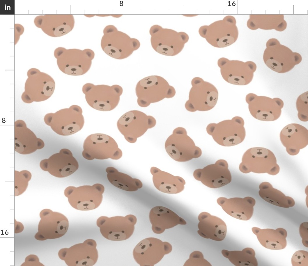 Bears on White, Teddy Bears, Bear Fabric, Nursery Fabric, Nursery, Baby, Vintage Bear, Baby Shower, Brown Bear, Teddy