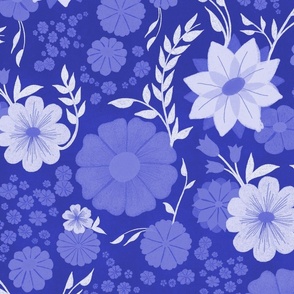 Spring Floral in Blue and White // Larger Scale