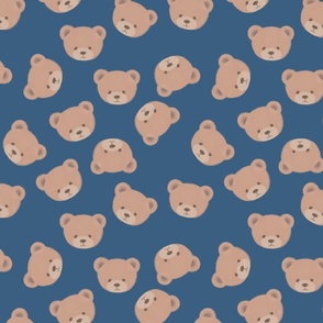 Bears on Indigo Blue, , Teddy Bears, Bear Fabric, Nursery Fabric, Nursery, Baby, Vintage Bear, Baby Shower, Brown Bear, Teddy