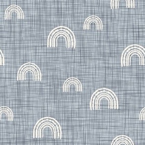 Abstract Rainbows {on Blue Gray Navy Faux Textured Linen}