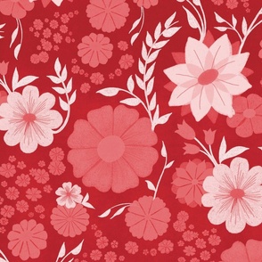 Spring Floral in Red and White // Large Scale