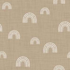 Earthy Rainbows {on Khaki Beige Nude Tan Faux Textured Linen} 