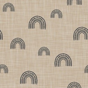 Textured Modern Rainbows {on Khaki Beige Nude Tan Faux Woven Linen} 