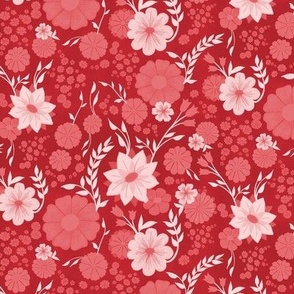 Spring Floral in Red and White // Medium Scale