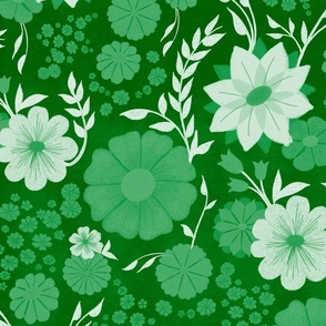 Spring Floral in Green and White // Larger Scale