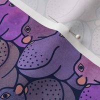 Heads Up Hippos! 12-inch repeat purple watercolours