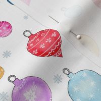 Watercolor Christmas Ornament Pattern on White