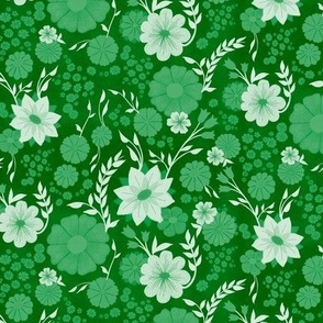Spring Floral in Green and White // Medium Scale