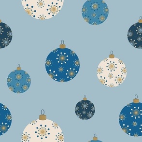 Sparkling Christmas Baubles on Blue
