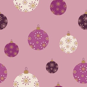 Sparkling Christmas Baubles on Purple