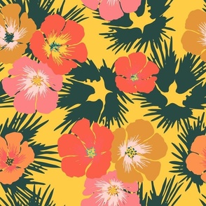 Tropical flowers in bright colors