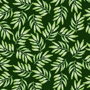 Dark green Leaves - leafy - light green - watercolor