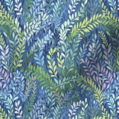 Leaves in Blue and Lime and Green and Lavendar by kedoki