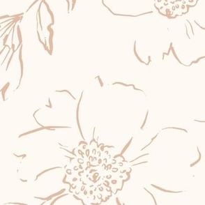 Sweet Peonies sketch in tan Jumbo