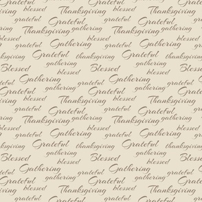 Thanksgiving Text-green on beige-medium scale