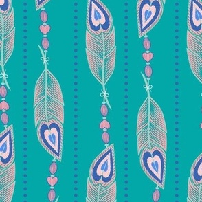 feathers and beads