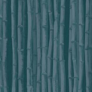 ZEN BAMBOO - TEAL BLUE, TEXTURED, LARGE SCALE