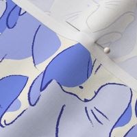 [M] Tessellating cats looking down - cornflower blue and white monochromatic hand drawn cat print