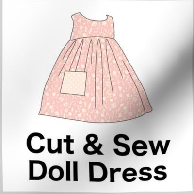 Cut & Sew Dress (Tiny Flowers in Peach Cream) on FAT QUARTER for Forever Virginia Dolls and other 1/8, 1/6 and 1/5 scale child dolls // little small scale tiny mini micro doll