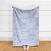 Cozy Night Sky Periwinkle Extra Large- Full Moon and Stars Over the Clouds- Light Blue- Lilac- Lavender- Relaxing Home Decor- Nursery Wallpaper- Large Scale