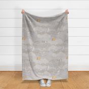Cozy Night Sky Taupe Extra Large- Full Moon and Stars Over the Clouds- Beige- Neutral- Relaxing Home Decor- Nursery Wallpaper- Large Scale
