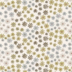 Retro daisy's in olive earth large