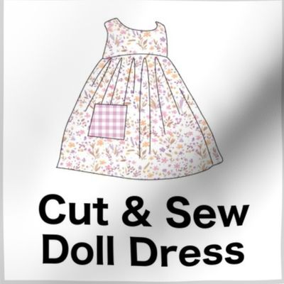   Cut & Sew Dress ( Tiny Flowers in Pink Lavender Orange) on FAT QUARTER for Forever Virginia Dolls and other 1/8, 1/6 and 1/5 scale child dolls // little small scale tiny mini micro doll