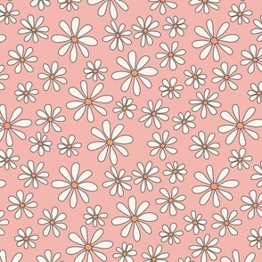 Daisy fields in salmon pink large