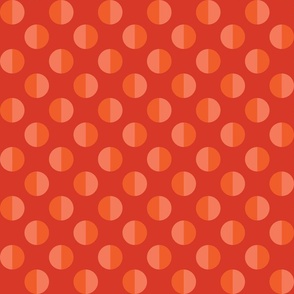 Split Circles ◐ Red and Orange on Crimson